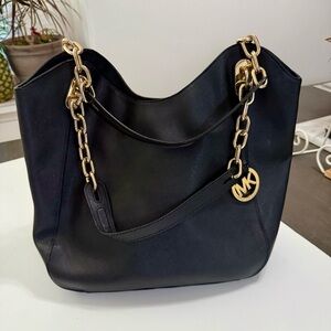 Michael Kors Black Shoulder Bag with Gold Chain